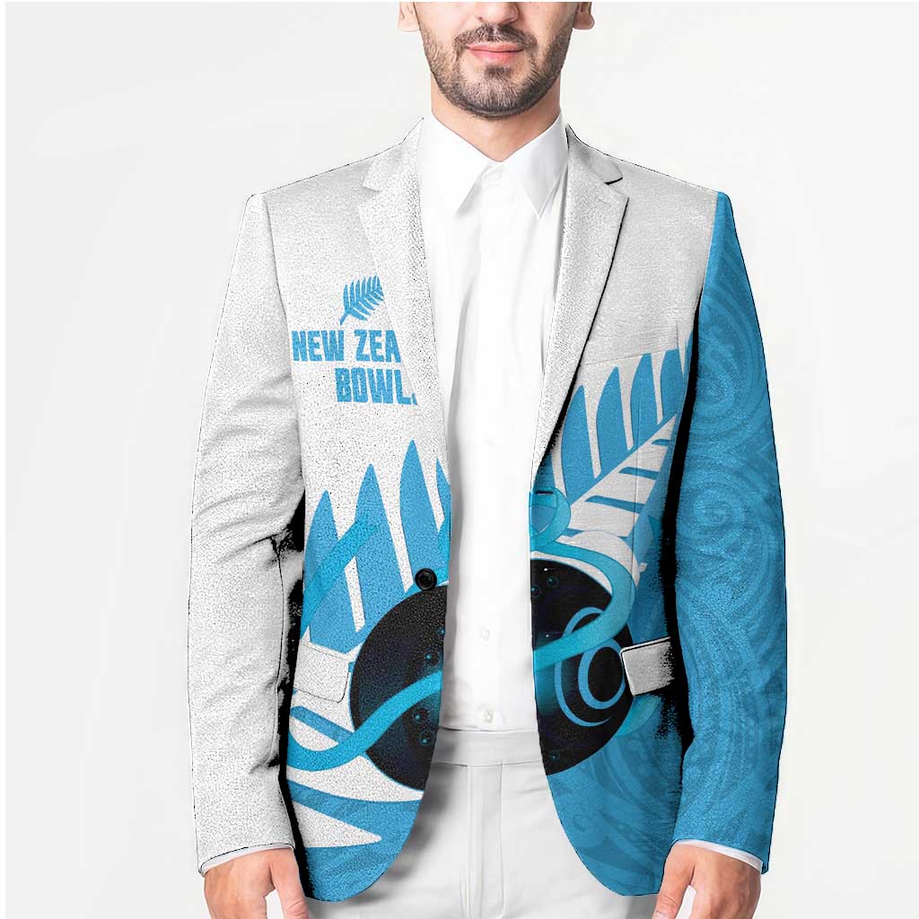 New Zealand Lawn Bowls Prostate Cancer Custom Blazer Aotearoa Maori Silver Fern Blue Ribbon - Polynesian Pride