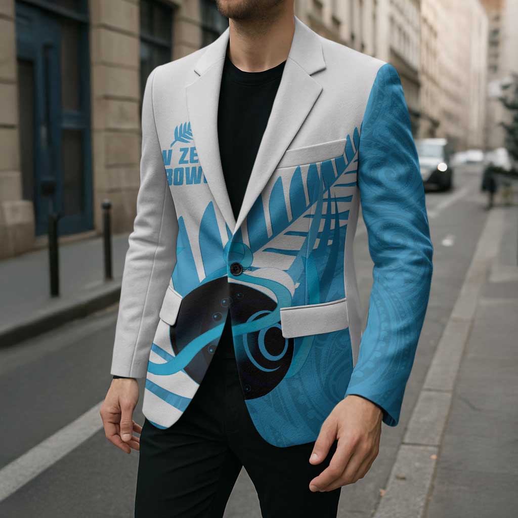 New Zealand Lawn Bowls Prostate Cancer Custom Blazer Aotearoa Maori Silver Fern Blue Ribbon - Polynesian Pride