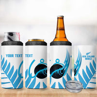 New Zealand Lawn Bowls Prostate Cancer Custom 4 in 1 Can Cooler Tumbler Aotearoa Maori Silver Fern Blue Ribbon - Polynesian Pride
