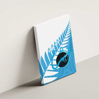 New Zealand Lawn Bowls Prostate Cancer Custom Canvas Wall Art Aotearoa Maori Silver Fern Blue Ribbon - Polynesian Pride