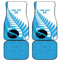 New Zealand Lawn Bowls Prostate Cancer Custom Car Mats Aotearoa Maori Silver Fern Blue Ribbon - Polynesian Pride