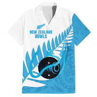 New Zealand Lawn Bowls Prostate Cancer Custom Family Matching Short Sleeve Bodycon Dress and Hawaiian Shirt Aotearoa Maori Silver Fern Blue Ribbon - Polynesian Pride