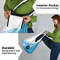 New Zealand Lawn Bowls Prostate Cancer Custom Grocery Bag Aotearoa Maori Silver Fern Blue Ribbon - Polynesian Pride