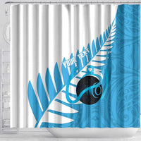 New Zealand Lawn Bowls Prostate Cancer Custom Shower Curtain Aotearoa Maori Silver Fern Blue Ribbon - Polynesian Pride