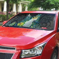 Sulphur-crested Cockatoo New Zealand Auto Sun Shade Paua Shell Aotearoa Maori Tropical Flowers - Polynesian Pride