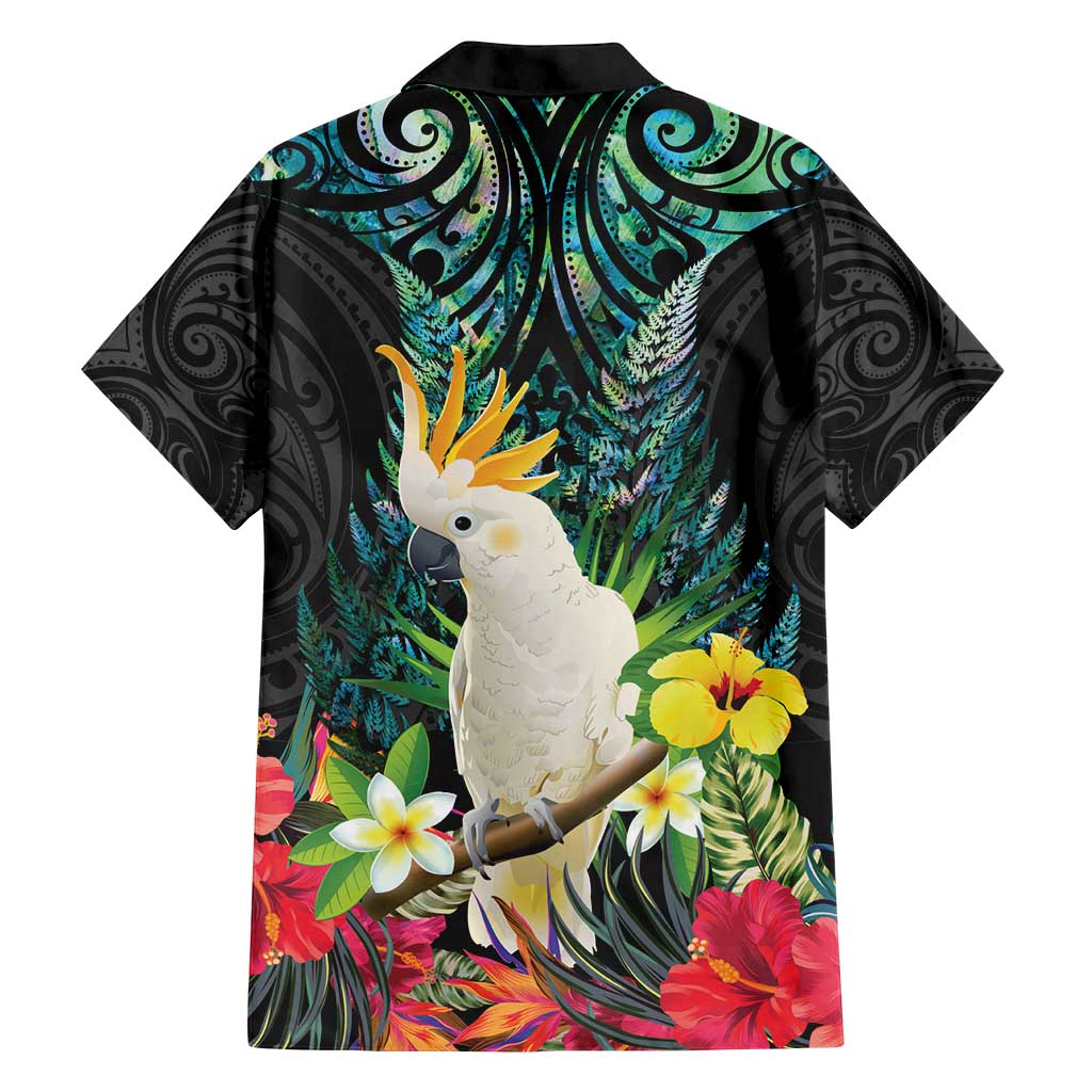 Sulphur-crested Cockatoo New Zealand Family Matching Puletasi and Hawaiian Shirt Paua Shell Aotearoa Maori Tropical Flowers - Polynesian Pride