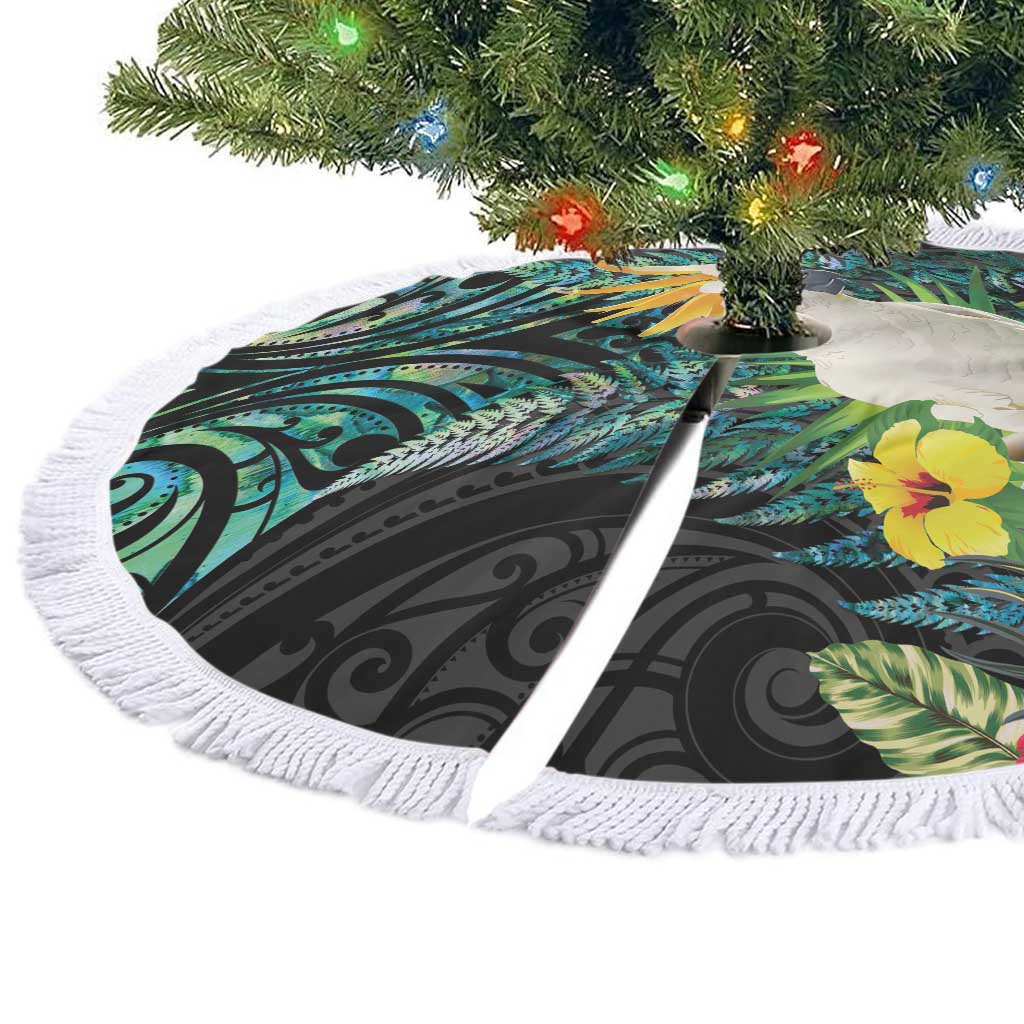 Sulphur-crested Cockatoo New Zealand Tree Skirt Paua Shell Aotearoa Maori Tropical Flowers - Polynesian Pride