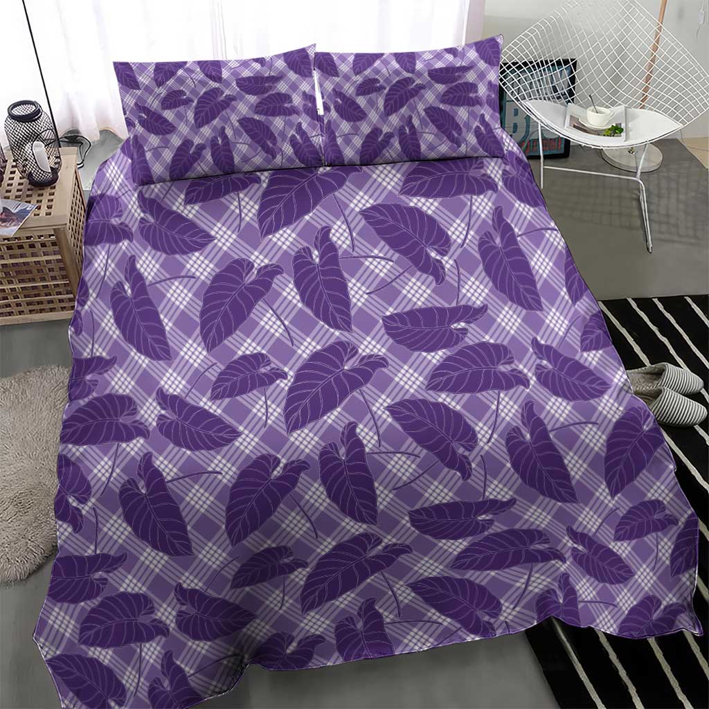 Purple Hawaii Kalo Palaka Motifs Bedding Set Hawaiian Taro Leaves Elegant Vibes LT14 - Polynesian Pride