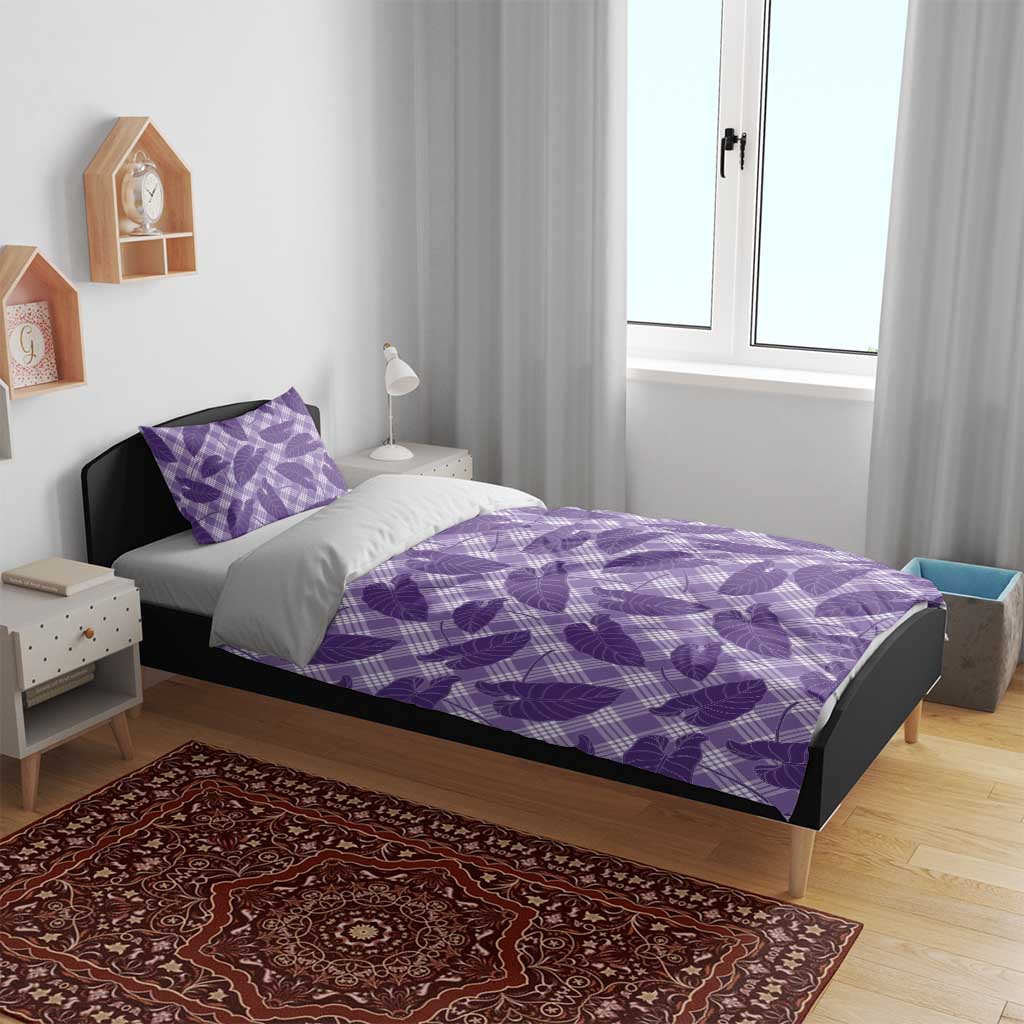 Purple Hawaii Kalo Palaka Motifs Bedding Set Hawaiian Taro Leaves Elegant Vibes LT14 - Polynesian Pride