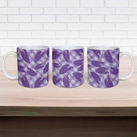 Purple Hawaii Kalo Palaka Motifs Ceramic Mug Hawaiian Taro Leaves Elegant Vibes LT14 - Polynesian Pride
