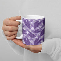 Purple Hawaii Kalo Palaka Motifs Ceramic Mug Hawaiian Taro Leaves Elegant Vibes LT14 - Polynesian Pride