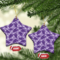 Purple Hawaii Kalo Palaka Motifs Ceramic Ornament Hawaiian Taro Leaves Elegant Vibes - Polynesian Pride