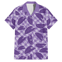 Purple Hawaii Kalo Palaka Motifs Family Matching Long Sleeve Bodycon Dress and Hawaiian Shirt Hawaiian Taro Leaves Elegant Vibes LT14 Dad's Shirt - Short Sleeve Purple - Polynesian Pride