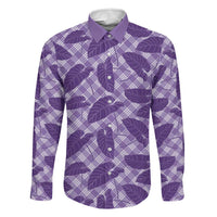 Purple Hawaii Kalo Palaka Motifs Family Matching Long Sleeve Bodycon Dress and Hawaiian Shirt Hawaiian Taro Leaves Elegant Vibes LT14 Dad's Shirt - Long Sleeve Purple - Polynesian Pride
