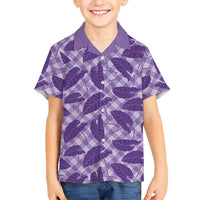 Purple Hawaii Kalo Palaka Motifs Family Matching Mermaid Dress and Hawaiian Shirt Hawaiian Taro Leaves Elegant Vibes LT14 Son's Shirt Purple - Polynesian Pride
