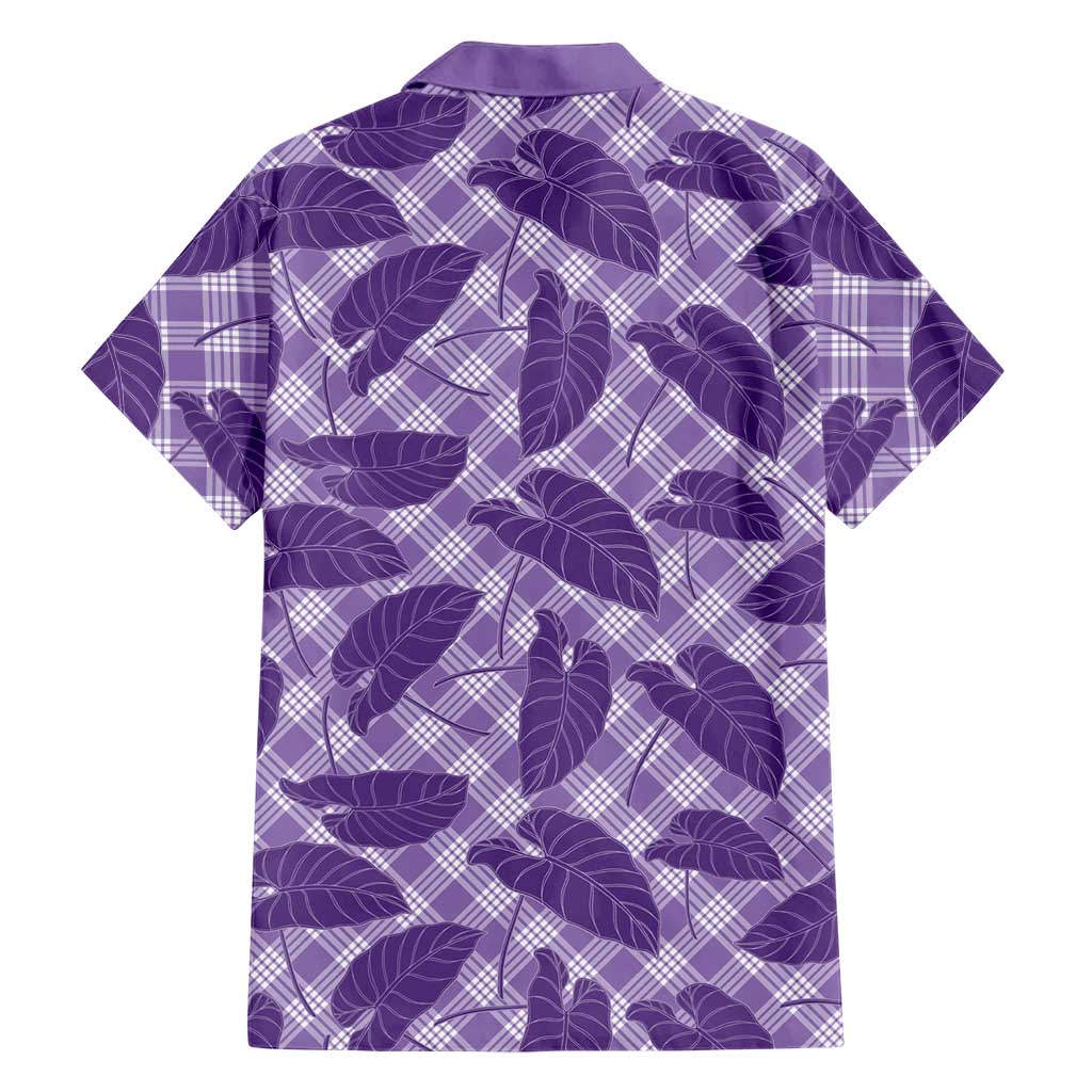 Purple Hawaii Kalo Palaka Motifs Family Matching Off The Shoulder Long Sleeve Dress and Hawaiian Shirt Hawaiian Taro Leaves Elegant Vibes LT14 - Polynesian Pride