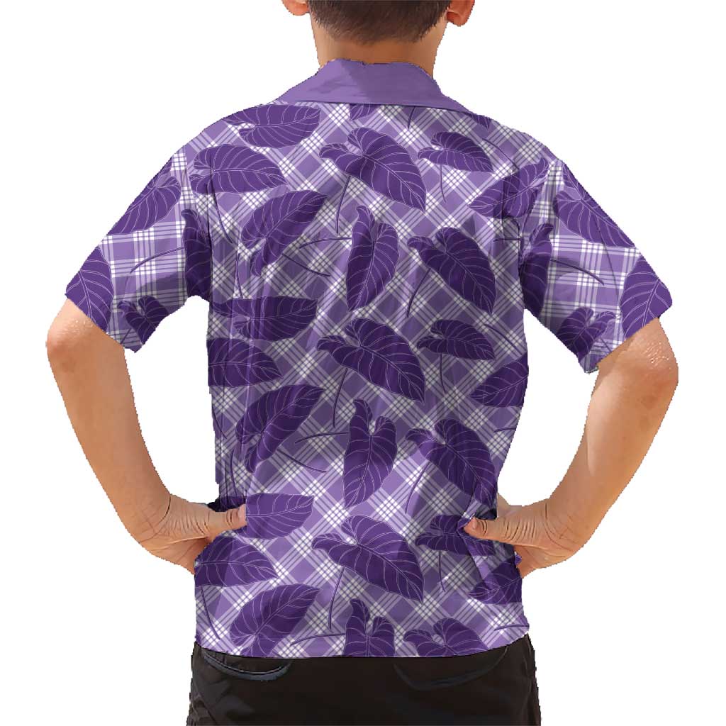 Purple Hawaii Kalo Palaka Motifs Family Matching Short Sleeve Bodycon Dress and Hawaiian Shirt Hawaiian Taro Leaves Elegant Vibes LT14 - Polynesian Pride
