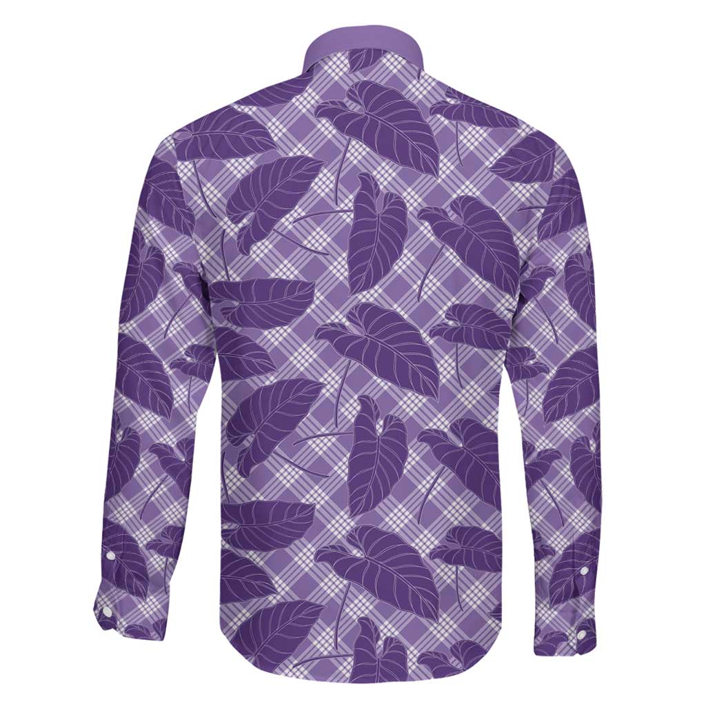 Purple Hawaii Kalo Palaka Motifs Family Matching Short Sleeve Bodycon Dress and Hawaiian Shirt Hawaiian Taro Leaves Elegant Vibes LT14 - Polynesian Pride