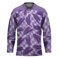 Purple Hawaii Kalo Palaka Motifs Hockey Jersey Hawaiian Taro Leaves Elegant Vibes - Polynesian Pride