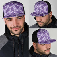 Purple Hawaii Kalo Palaka Motifs Mesh Trucker Cap Hawaiian Taro Leaves Elegant Vibes LT14 - Polynesian Pride