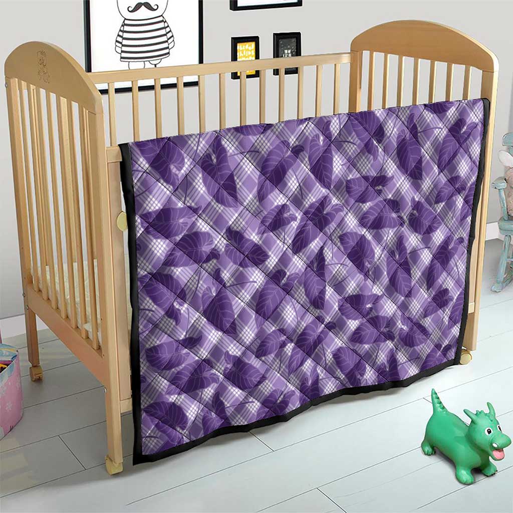 Purple Hawaii Kalo Palaka Motifs Quilt Hawaiian Taro Leaves Elegant Vibes - Polynesian Pride