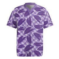 Purple Hawaii Kalo Palaka Motifs Rugby Jersey Hawaiian Taro Leaves Elegant Vibes - Polynesian Pride