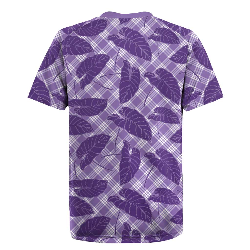 Purple Hawaii Kalo Palaka Motifs Rugby Jersey Hawaiian Taro Leaves Elegant Vibes - Polynesian Pride