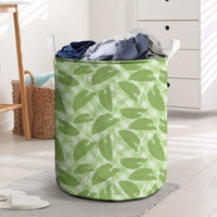 Green Hawaii Kalo Palaka Motifs Laundry Basket Hawaiian Taro Leaves Elegant Vibes LT14 Green - Polynesian Pride