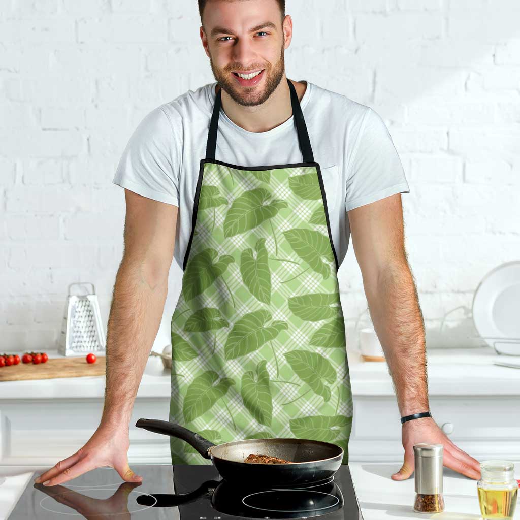 Green Hawaii Kalo Palaka Motifs Apron Hawaiian Taro Leaves Elegant Vibes - Polynesian Pride