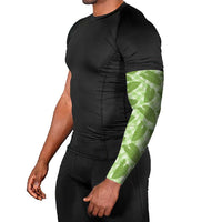 Green Hawaii Kalo Palaka Motifs Arm Sleeves Hawaiian Taro Leaves Elegant Vibes - Polynesian Pride