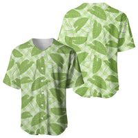 Green Hawaii Kalo Palaka Motifs Baseball Jersey Hawaiian Taro Leaves Elegant Vibes - Polynesian Pride