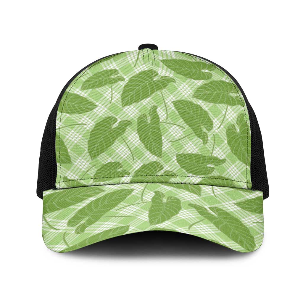 Green Hawaii Kalo Palaka Motifs Baseball Net Cap Hawaiian Taro Leaves Elegant Vibes