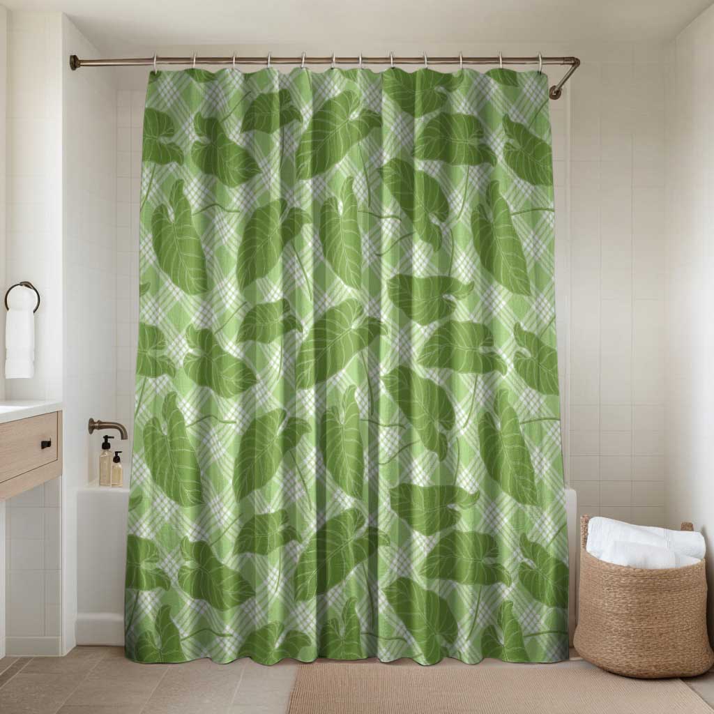 Green Hawaii Kalo Palaka Motifs Bathroom Set Hawaiian Taro Leaves Elegant Vibes - Polynesian Pride
