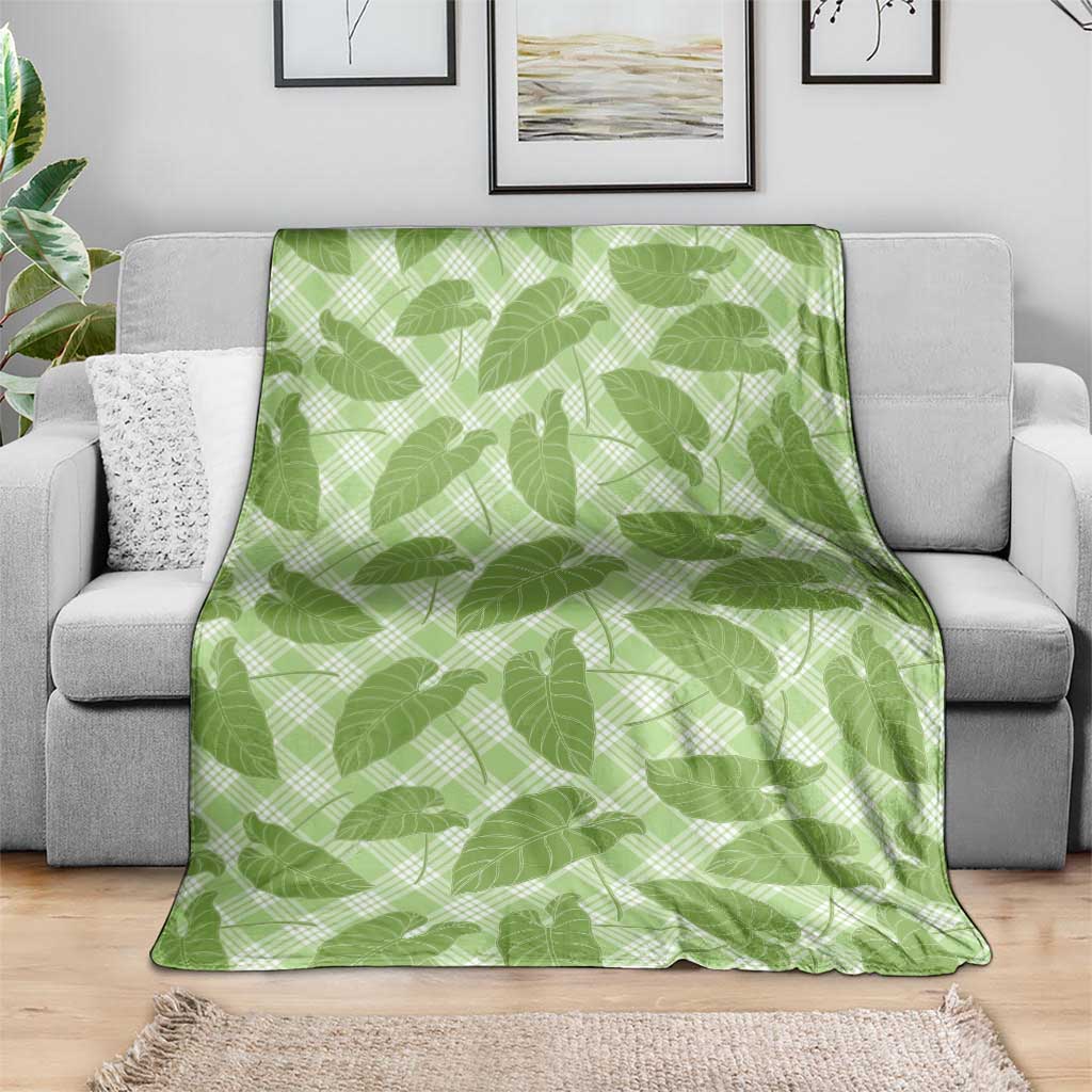 Green Hawaii Kalo Palaka Motifs Blanket Hawaiian Taro Leaves Elegant Vibes LT14 - Polynesian Pride