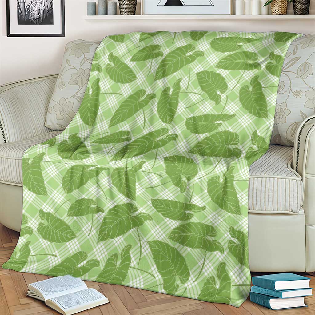 Green Hawaii Kalo Palaka Motifs Blanket Hawaiian Taro Leaves Elegant Vibes LT14 - Polynesian Pride