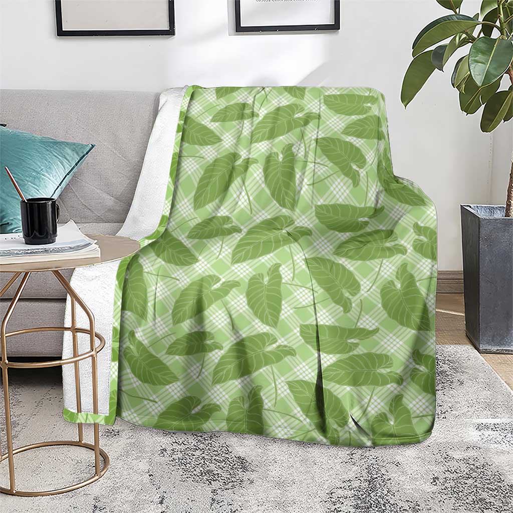 Green Hawaii Kalo Palaka Motifs Blanket Hawaiian Taro Leaves Elegant Vibes LT14 - Polynesian Pride