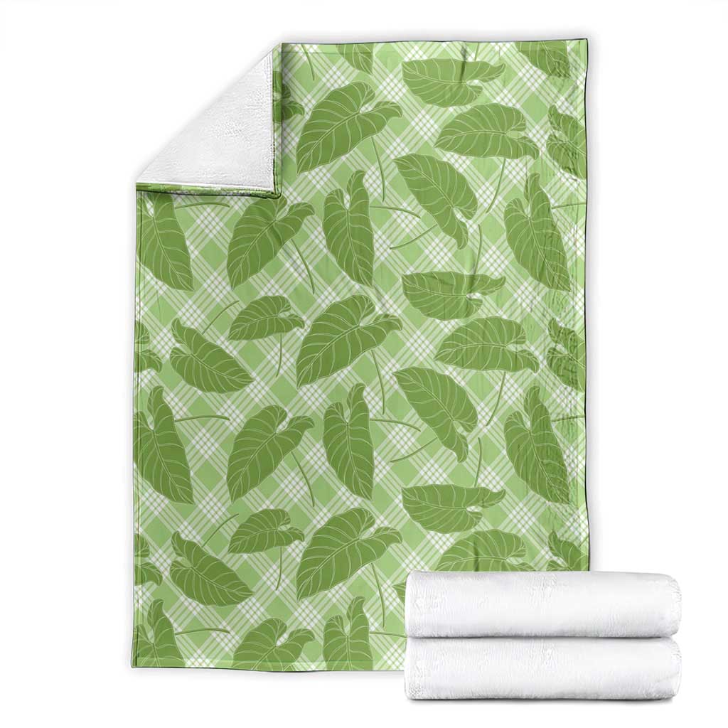Green Hawaii Kalo Palaka Motifs Blanket Hawaiian Taro Leaves Elegant Vibes LT14 - Polynesian Pride