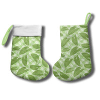 Green Hawaii Kalo Palaka Motifs Christmas Stocking Hawaiian Taro Leaves Elegant Vibes LT14 - Polynesian Pride