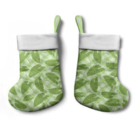 Green Hawaii Kalo Palaka Motifs Christmas Stocking Hawaiian Taro Leaves Elegant Vibes LT14 - Polynesian Pride