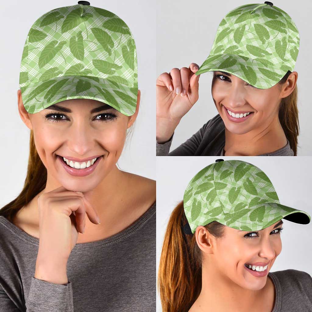 Green Hawaii Kalo Palaka Motifs Classic Cap Hawaiian Taro Leaves Elegant Vibes LT14 - Polynesian Pride