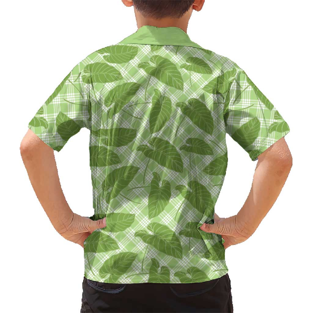 Green Hawaii Kalo Palaka Motifs Family Matching Off Shoulder Maxi Dress and Hawaiian Shirt Hawaiian Taro Leaves Elegant Vibes LT14 - Polynesian Pride