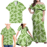 Green Hawaii Kalo Palaka Motifs Family Matching Off Shoulder Maxi Dress and Hawaiian Shirt Hawaiian Taro Leaves Elegant Vibes LT14 - Polynesian Pride