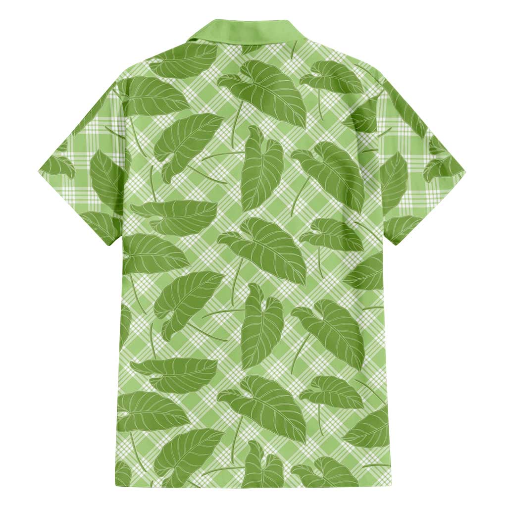 Green Hawaii Kalo Palaka Motifs Family Matching Off Shoulder Maxi Dress and Hawaiian Shirt Hawaiian Taro Leaves Elegant Vibes LT14 - Polynesian Pride
