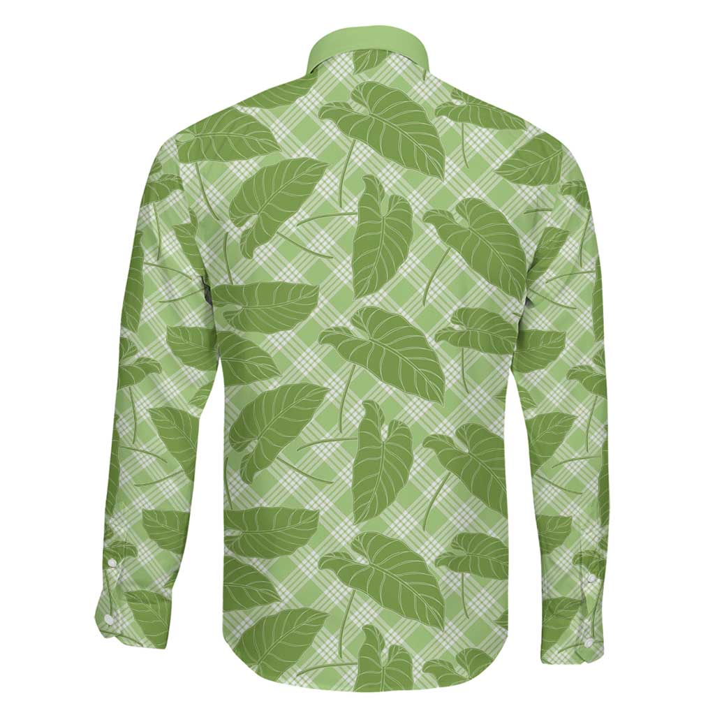 Green Hawaii Kalo Palaka Motifs Family Matching Off Shoulder Maxi Dress and Hawaiian Shirt Hawaiian Taro Leaves Elegant Vibes LT14 - Polynesian Pride