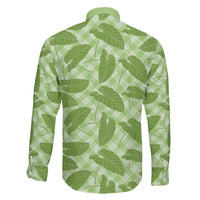 Green Hawaii Kalo Palaka Motifs Family Matching Off Shoulder Maxi Dress and Hawaiian Shirt Hawaiian Taro Leaves Elegant Vibes LT14 - Polynesian Pride