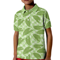 Green Hawaii Kalo Palaka Motifs Kid Polo Shirt Hawaiian Taro Leaves Elegant Vibes - Polynesian Pride