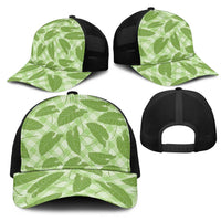 Green Hawaii Kalo Palaka Motifs Mesh Trucker Cap Hawaiian Taro Leaves Elegant Vibes LT14 - Polynesian Pride