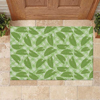 Green Hawaii Kalo Palaka Motifs Rubber Doormat Hawaiian Taro Leaves Elegant Vibes LT14 Green - Polynesian Pride