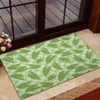 Green Hawaii Kalo Palaka Motifs Rubber Doormat Hawaiian Taro Leaves Elegant Vibes LT14 - Polynesian Pride