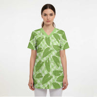 Green Hawaii Kalo Palaka Motifs Scrub Top Hawaiian Taro Leaves Elegant Vibes LT14 - Polynesian Pride